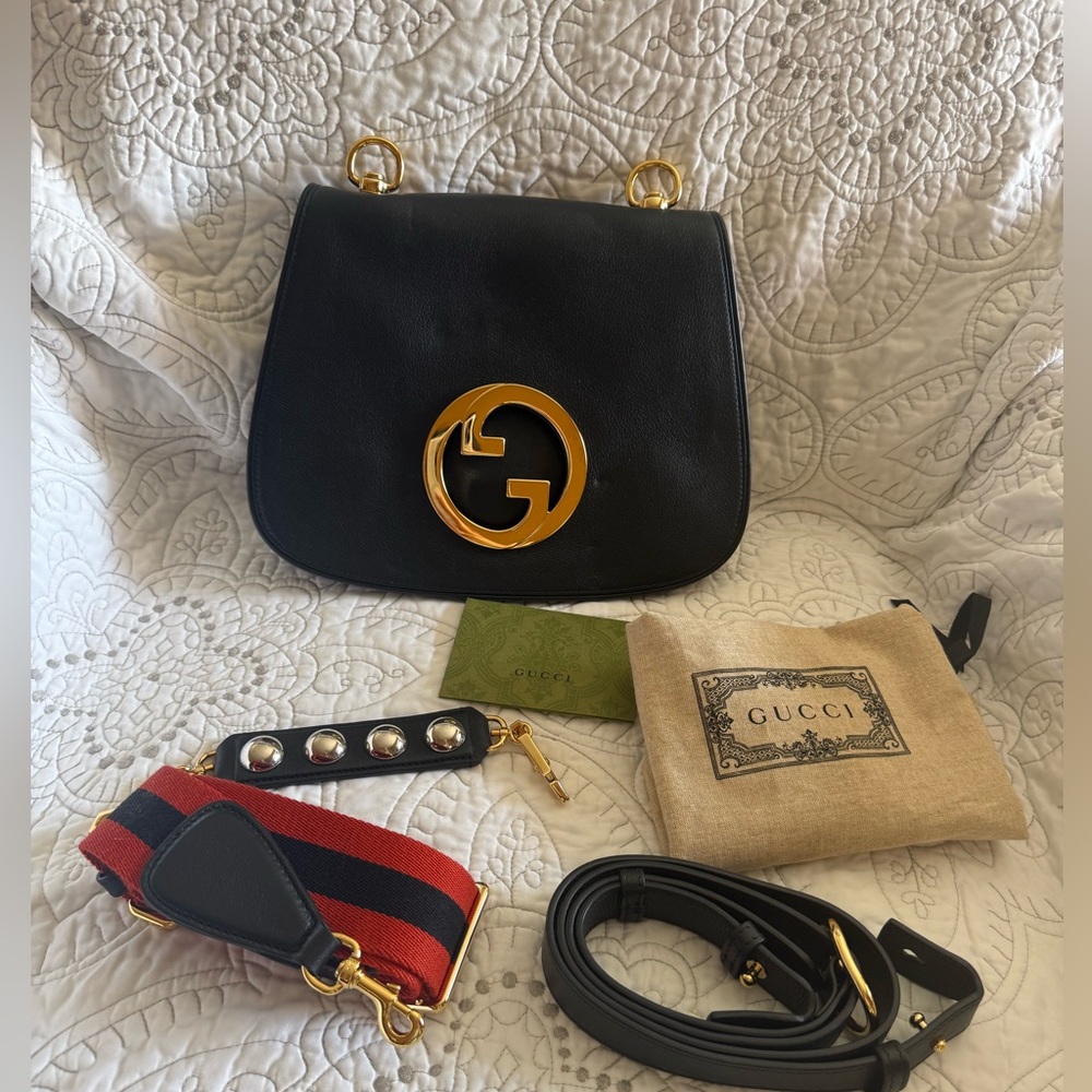 Gucci Blondie Black Leather Top Handle Bags - Picture 13 of 16